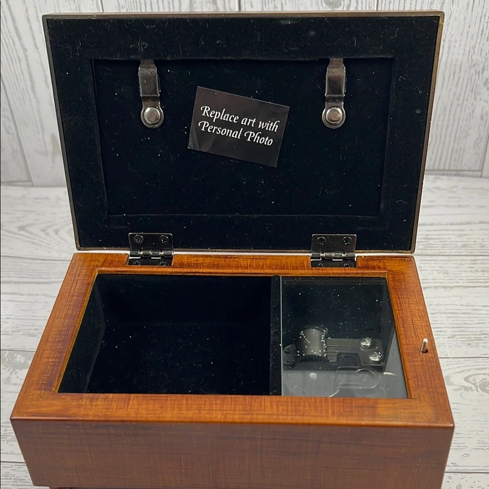 Vintage Wooden Musical Jewelry Box w/Gold Accents - Plays Wind Beneath My Wings